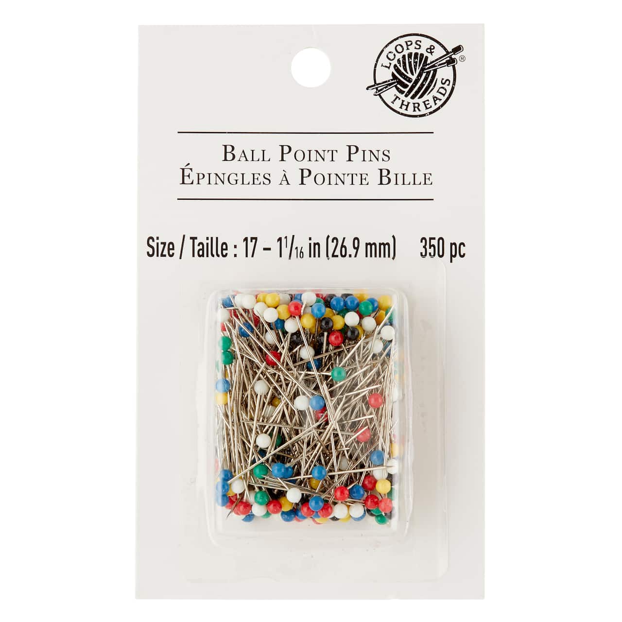 12 Packs: 350 ct. (4,200 total) Multicolor Ball Point Pins by Loops & Threads™